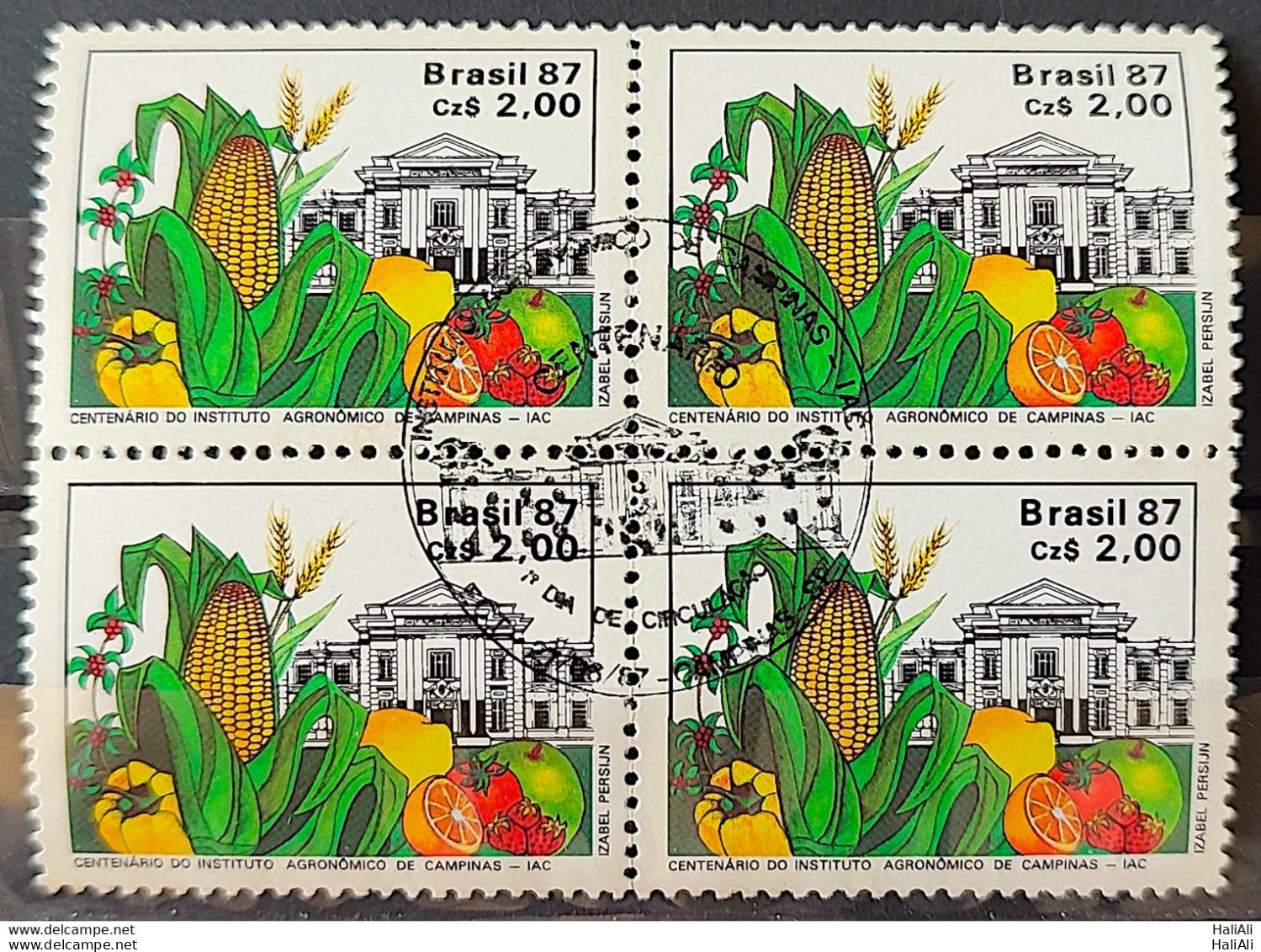 C 1553 Brazil Stamp 100 Years Agronomic Institute Of Campinas Education Corn 1987 Block Of 4 CBC Campinas 1 - Unused Stamps