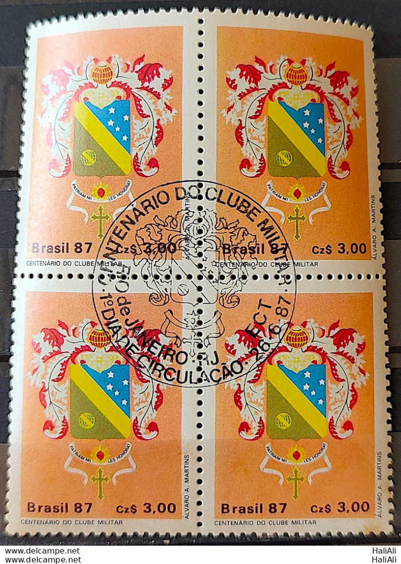 C 1552 Brazil Stamp 100 Years Of Military Club Coat 1987 Block Of 4 CBC RJ 2 - Unused Stamps