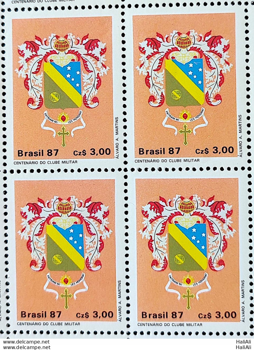 C 1552 Brazil Stamp 100 Years Of Military Club Coat 1987 Block Of 4 - Ungebraucht