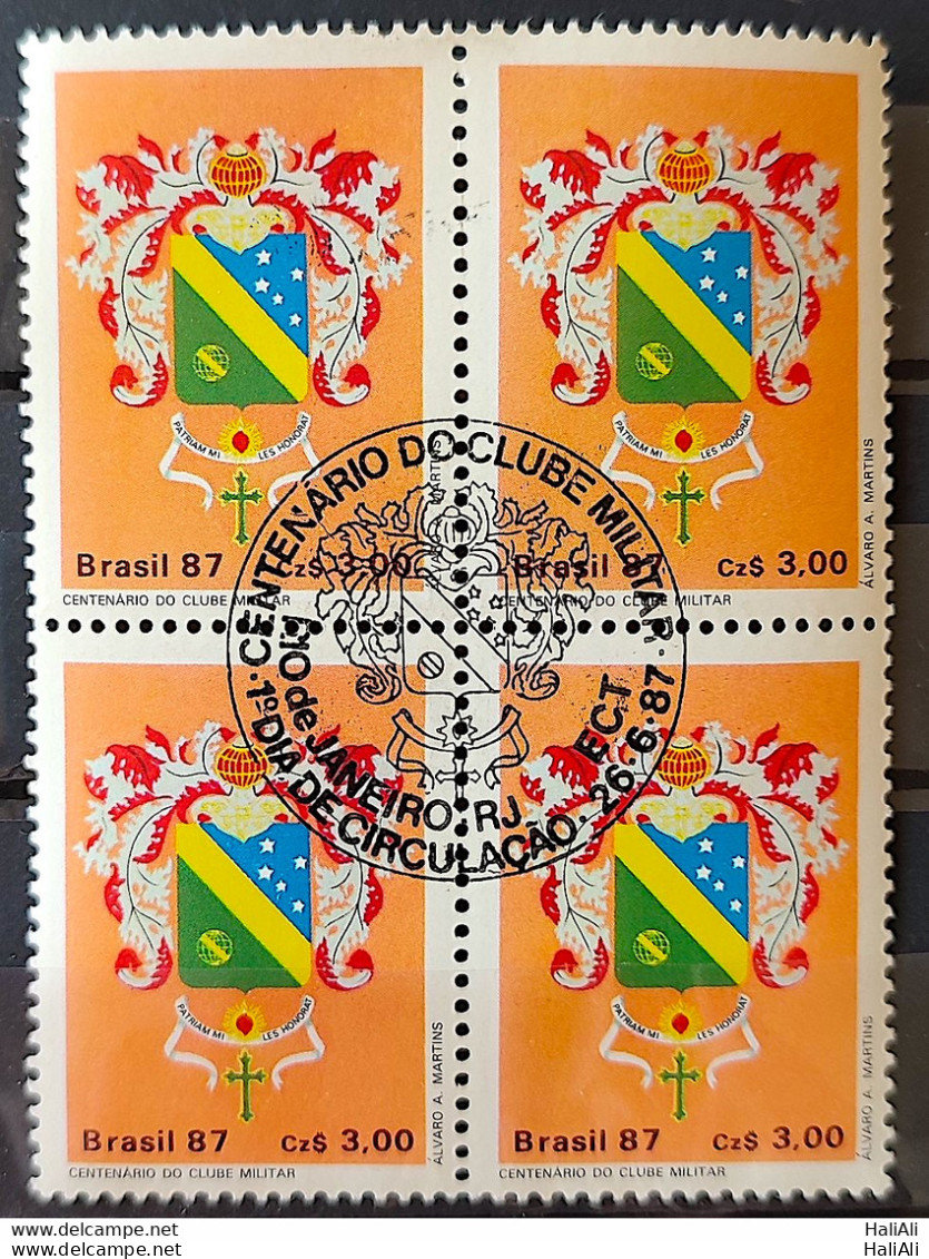 C 1552 Brazil Stamp 100 Years Of Military Club Coat 1987 Block Of 4 CBC RJ - Neufs