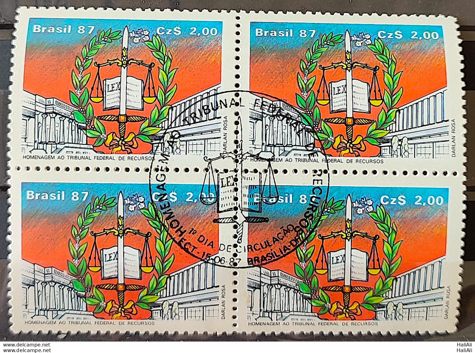 C 1551 Brazil Stamp Federal Resource Court Law Justice 1987 Block Of 4 CBC Brasilia - Ongebruikt