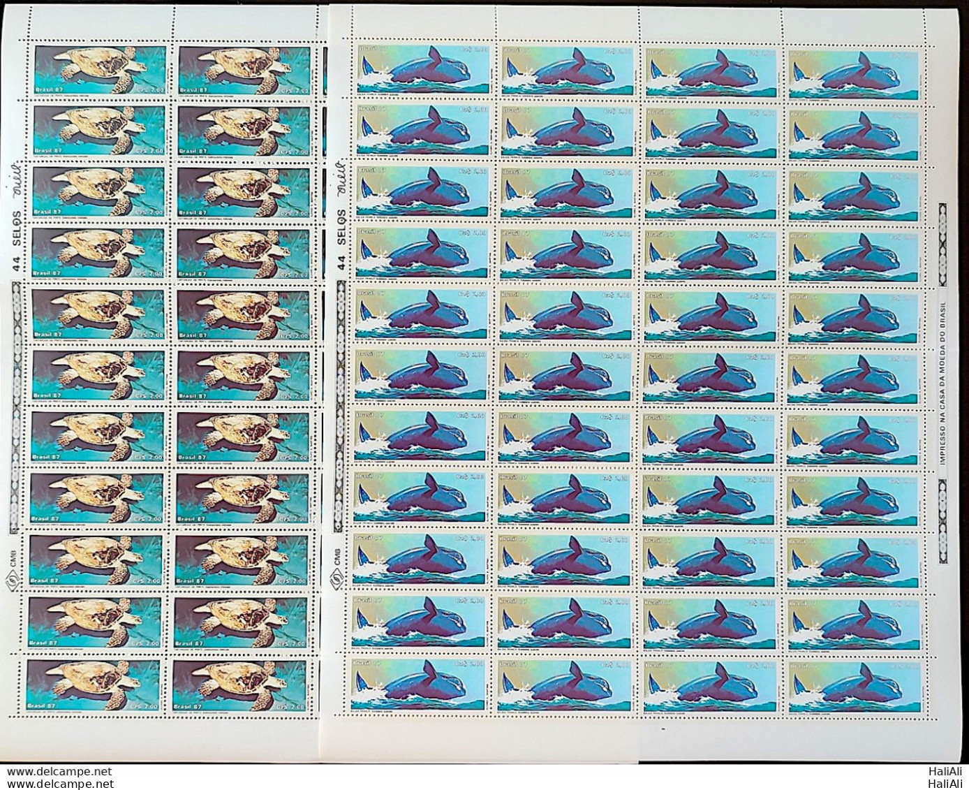 C 1549 Brazil Stamp Brazilian Fauna Turtle Whale 1987 Sheet Complete Series - Ongebruikt