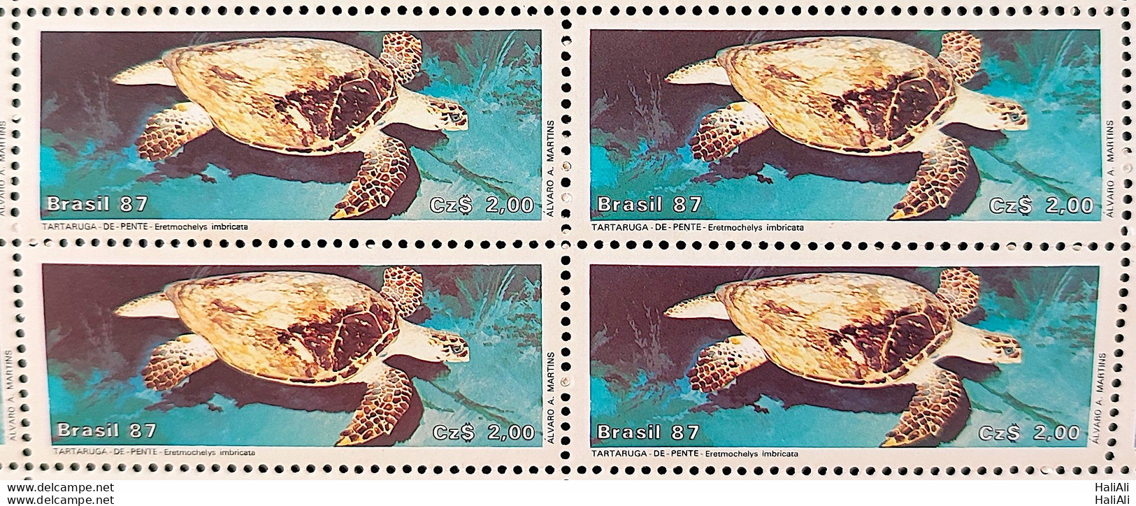 C 1549 Brazil Stamp Brazilian Fauna Tortoise 1987 Block Of 4 - Unused Stamps