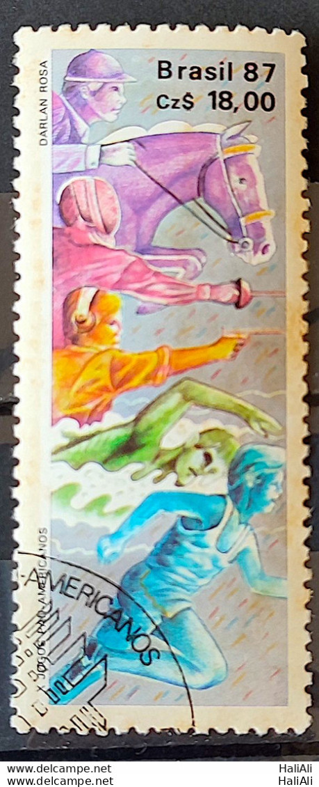 C 1548 Brazil Stamp Pan American Games United States Horse Swimming 1987 Circulated 5 - Gebruikt