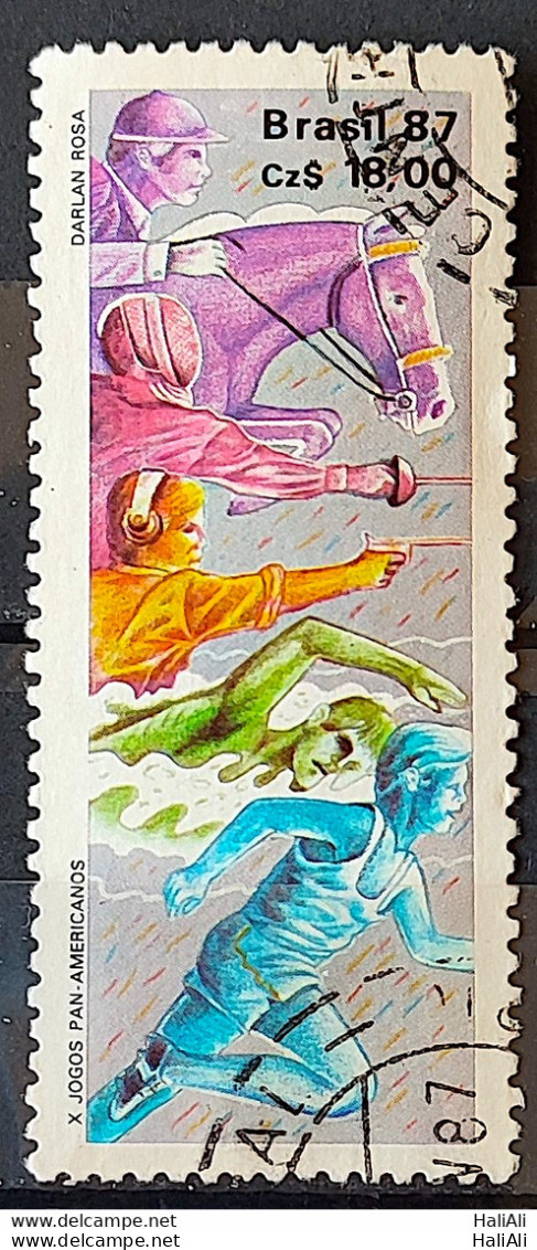 C 1548 Brazil Stamp Pan American Games United States Horse Swimming 1987 Circulated 3 - Gebruikt