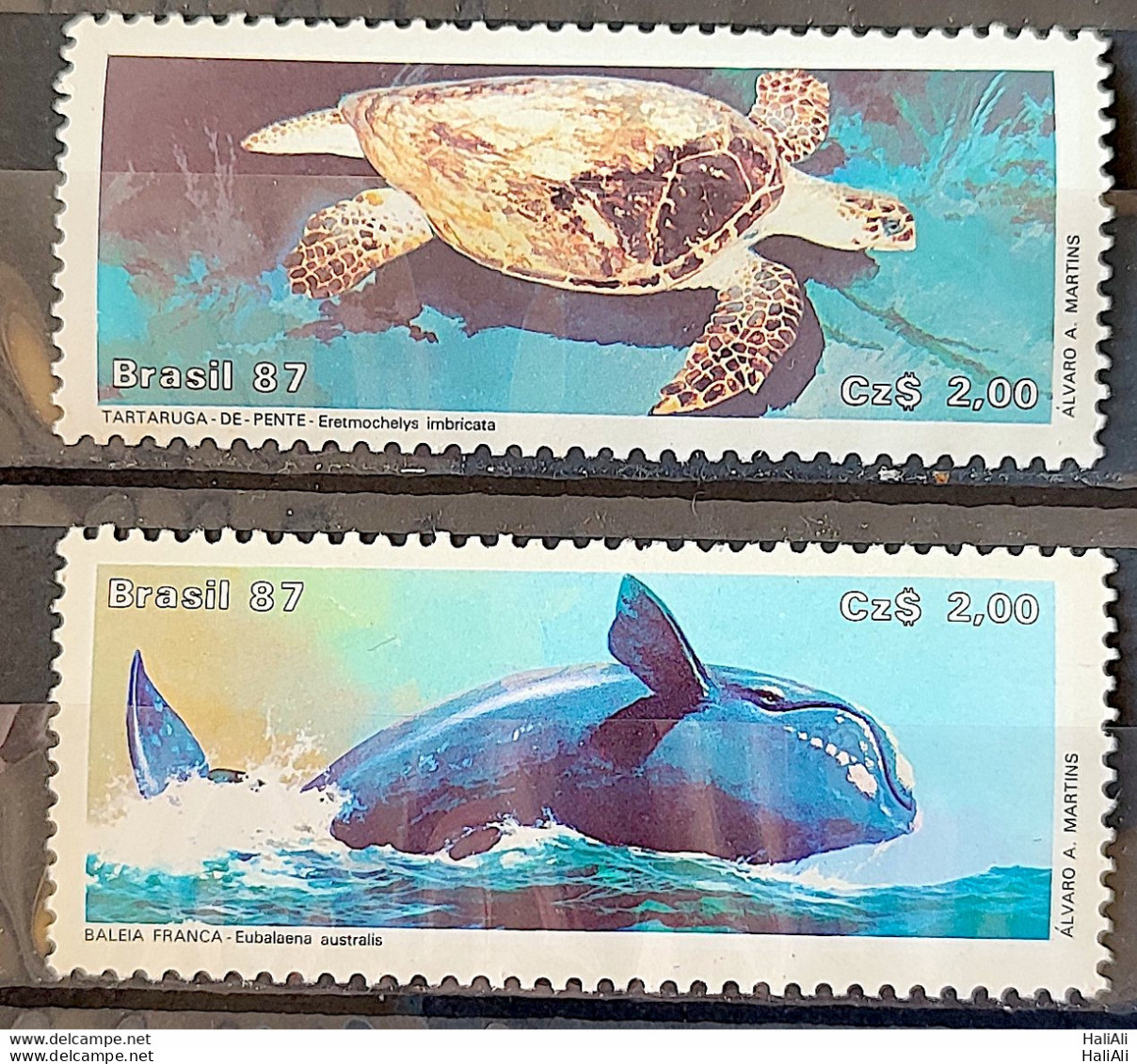 C 1549 Brazil Stamp Brazilian Fauna Turtle Whale 1987 Complete Series - Ongebruikt