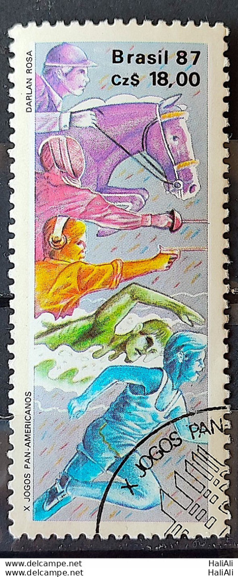 C 1548 Brazil Stamp Pan American Games United States Horse Swimming 1987 Circulated 2 - Oblitérés