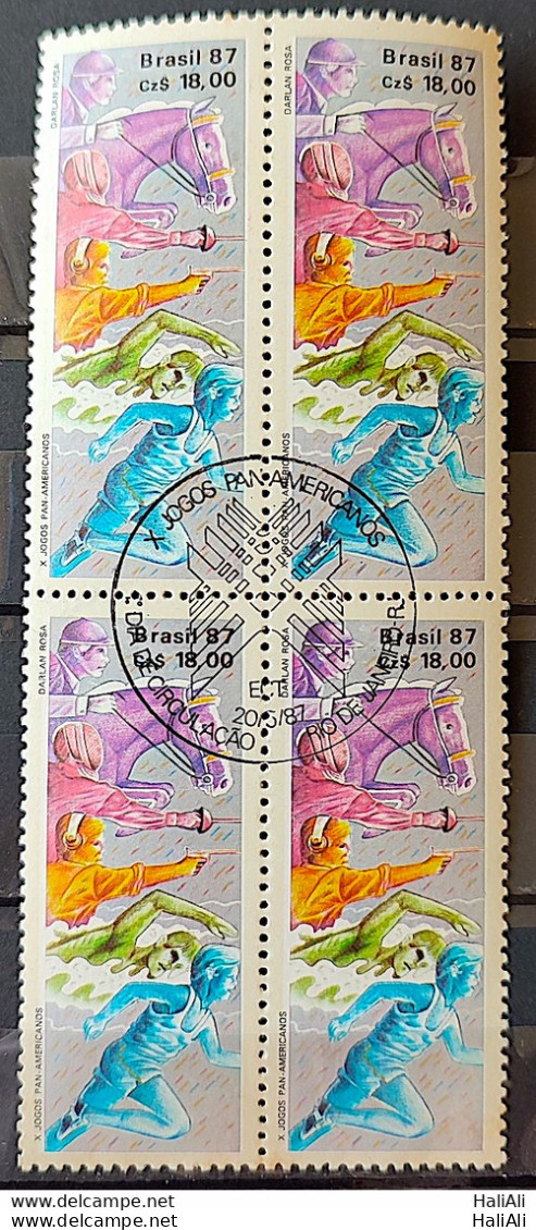 C 1548 Brazil Stamp Pan American Games United States Horse Swimming 1987 Block Of 4 CBC RJ 2 - Ongebruikt