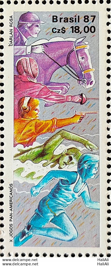 C 1548 Brazil Stamp Pan American Games United States Horse Swimming 1987 - Nuovi