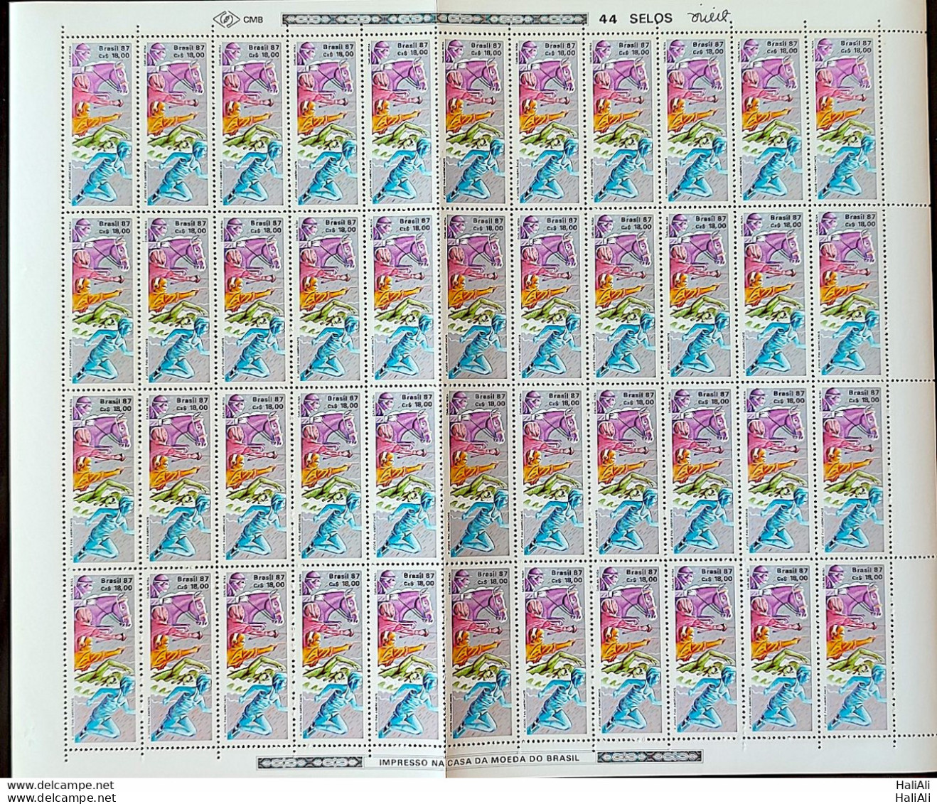 C 1548 Brazil Stamp Pan American Games United States Horse Swimming 1987 Sheet - Neufs