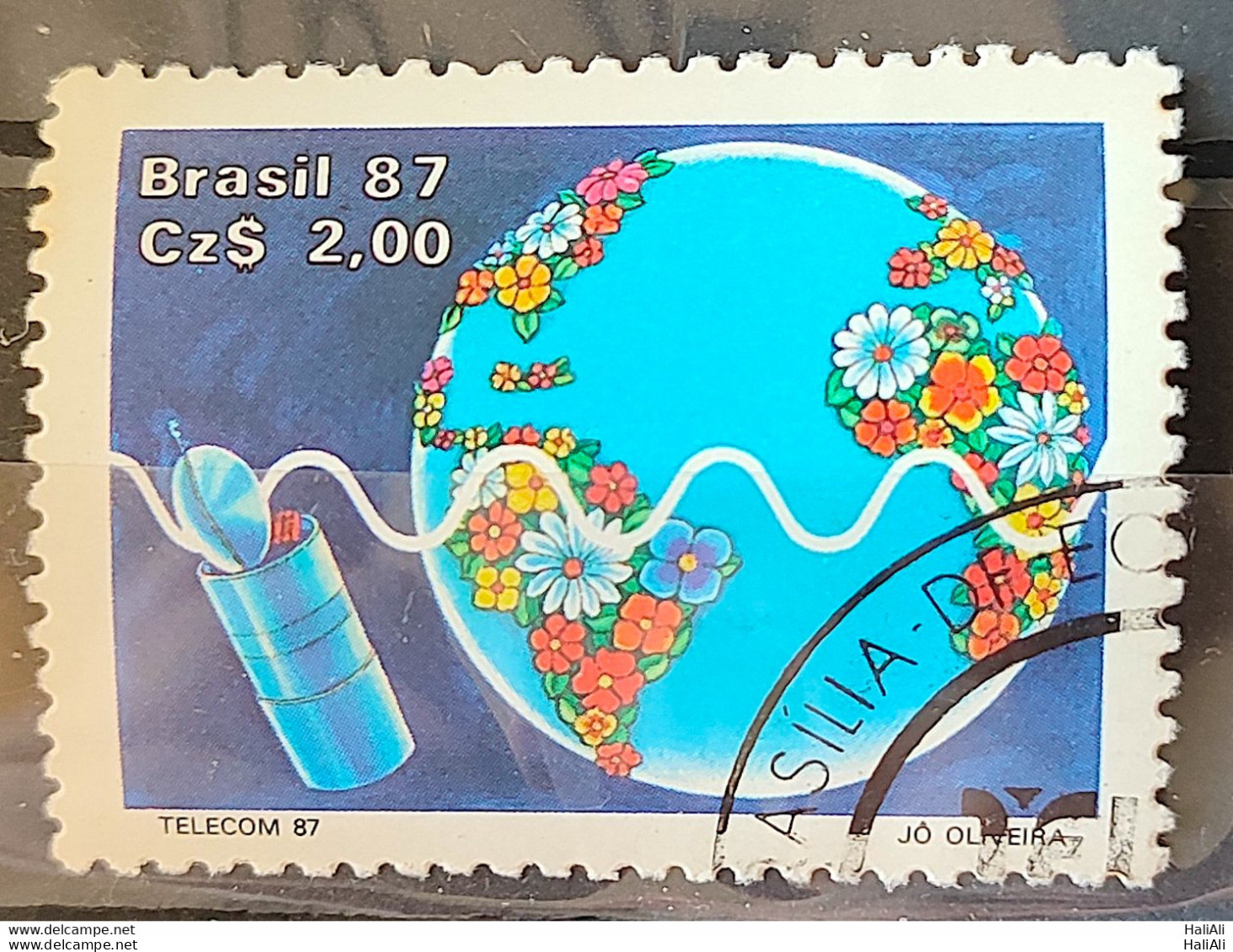 C 1547 Brazil Stamp Telecom Telecommunication Communication Satellite Map 1987 Circulated 3 - Oblitérés