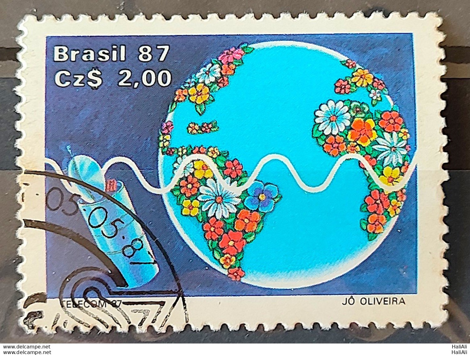 C 1547 Brazil Stamp Telecom Telecommunication Communication Satellite Map 1987 Circulated 2 - Used Stamps