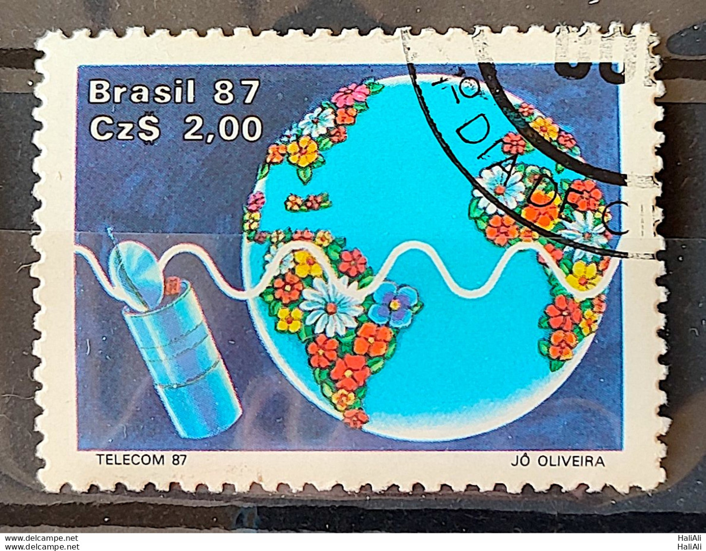 C 1547 Brazil Stamp Telecom Telecommunication Communication Satellite Map 1987 Circulated 1 - Used Stamps