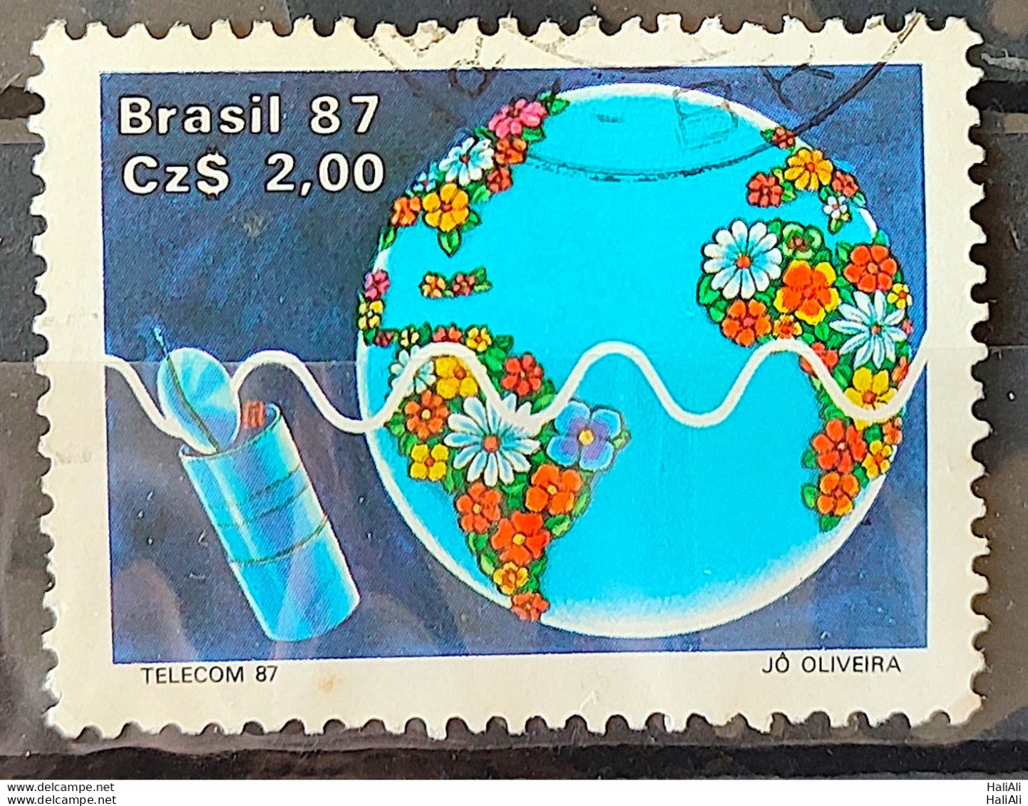 C 1547 Brazil Stamp Telecom Telecommunication Communication Satellite Map 1987 Circulated 6 - Used Stamps