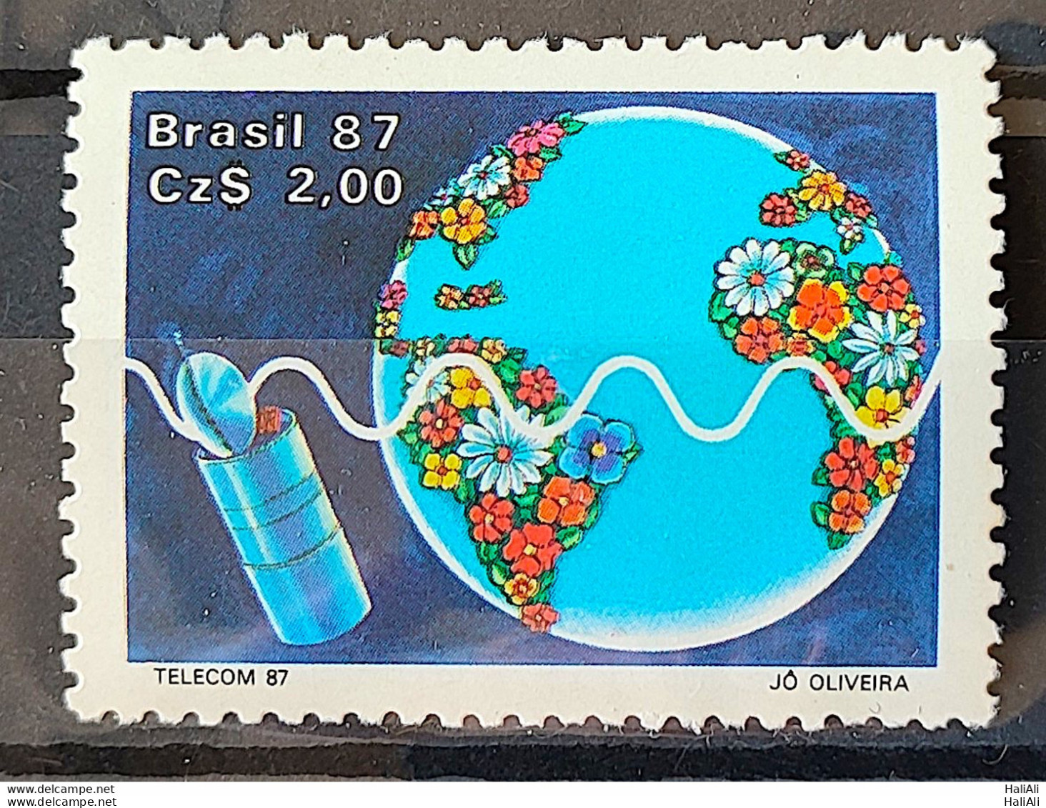 C 1547 Brazil Stamp Telecom Telecommunication Communication Satellite Map 1987 - Neufs