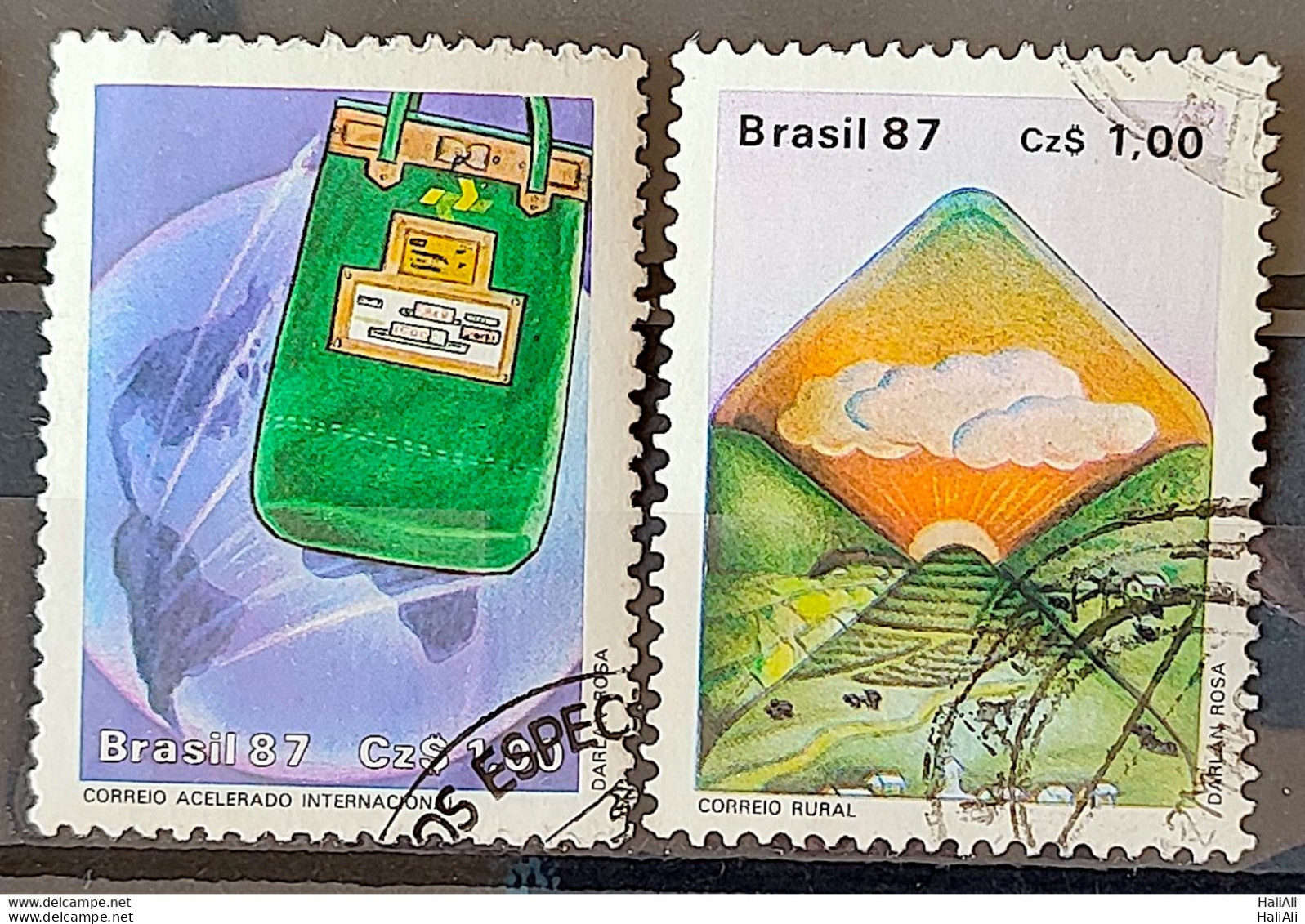 C 1545 Brazil Stamp Postal Service Malote Letter 1987 Complete Series Circulated 4 - Gebruikt