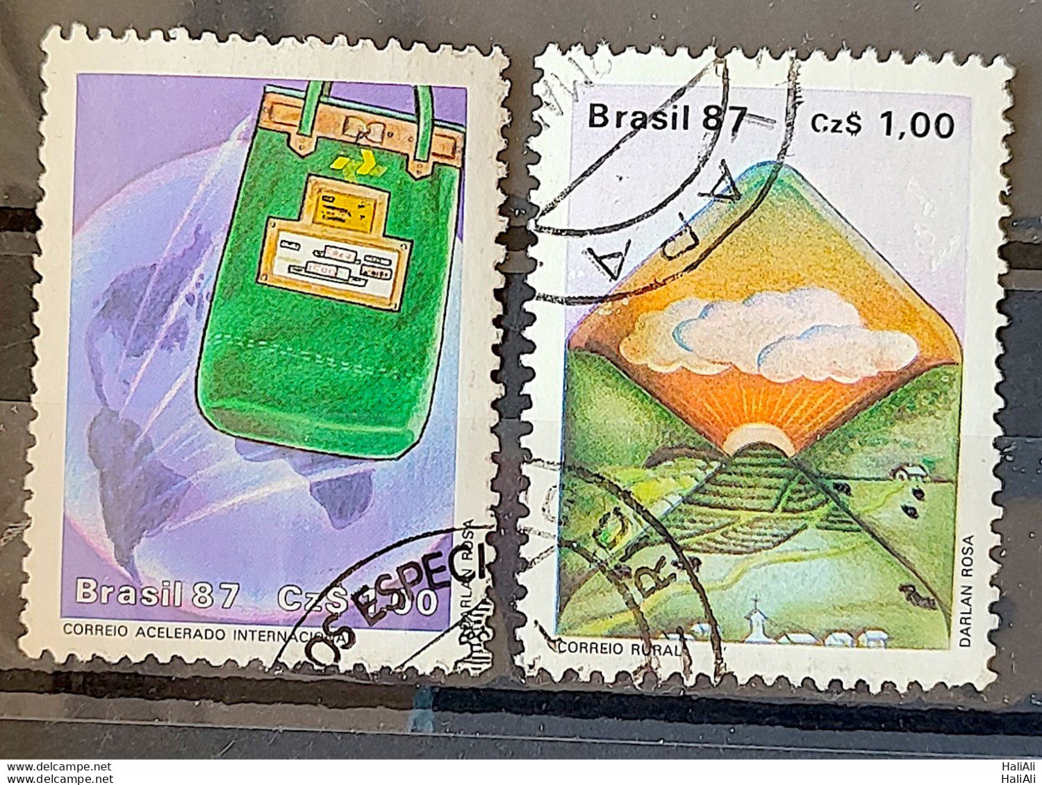 C 1545 Brazil Stamp Postal Service Malote Letter 1987 Complete Series Circulated 2 - Gebruikt