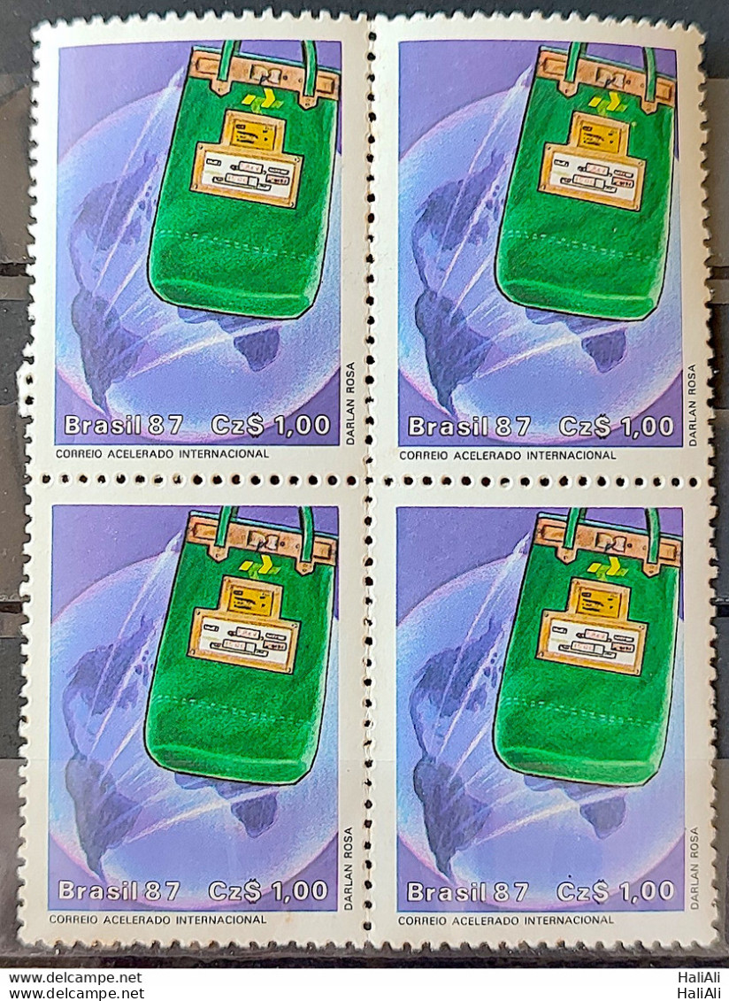 C 1545 Brazil Stamp Malote Postal Service 1987 Block Of 4 - Neufs