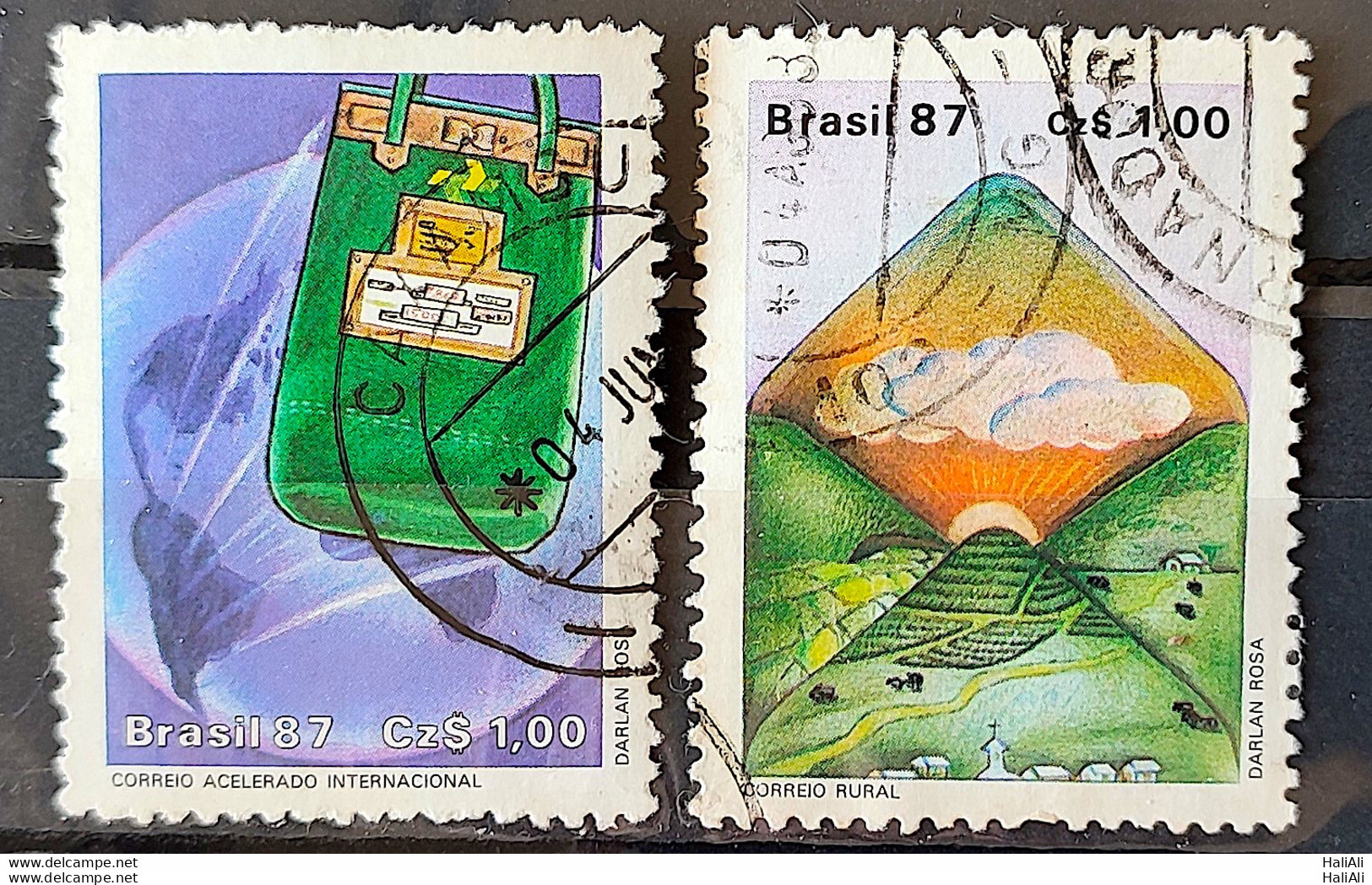 C 1545 Brazil Stamp Postal Service Malote Letter 1987 Complete Series Circulated 6 - Gebruikt