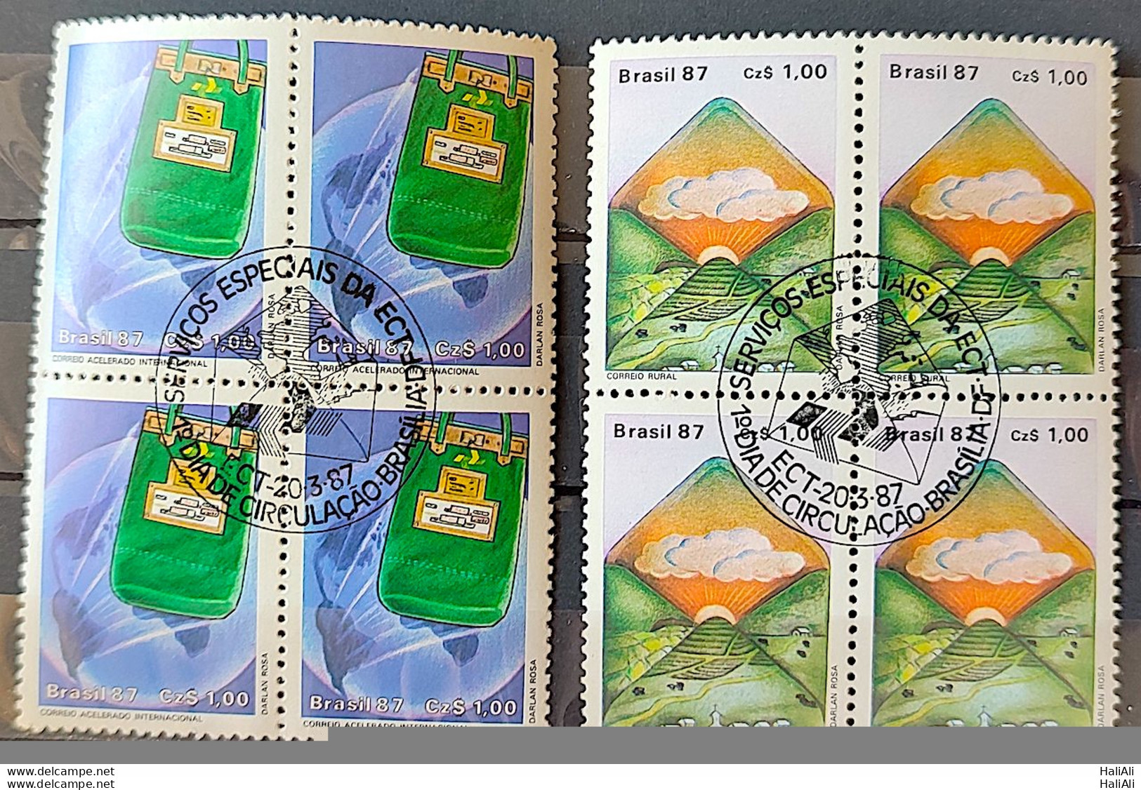 C 1545 Brazil Stamp Postal Service Malote Letter 1987 Block Of 4 CBC Brasilia Complete Series - Unused Stamps