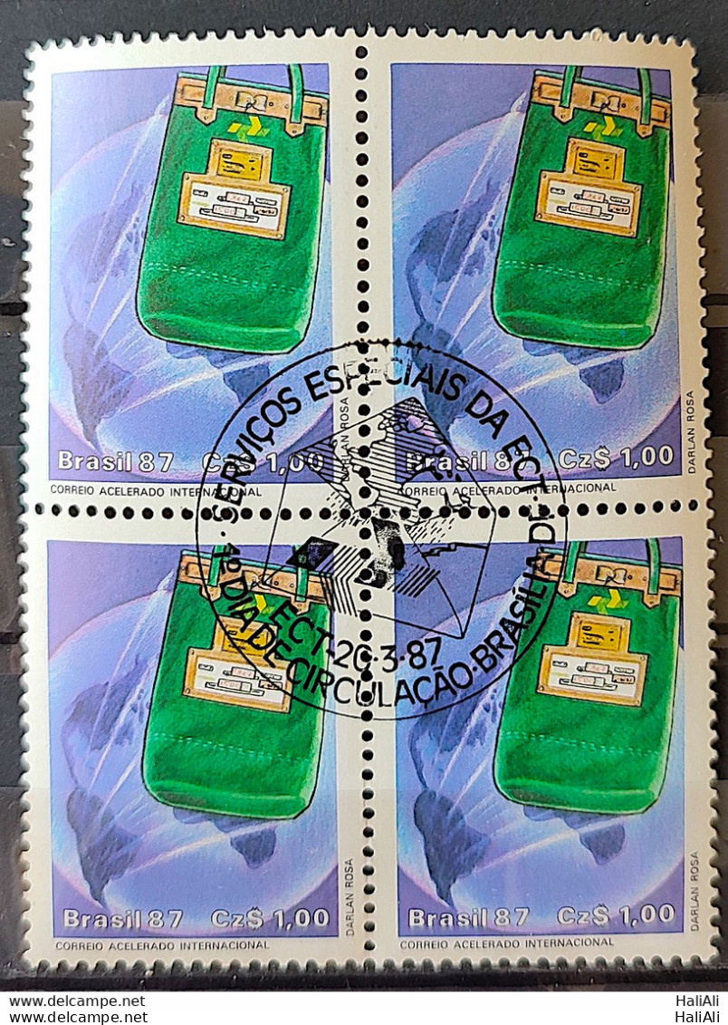 C 1545 Brazil Stamp Malote Postal Service 1987 Block Of 4 CBC Brasilia - Ungebraucht