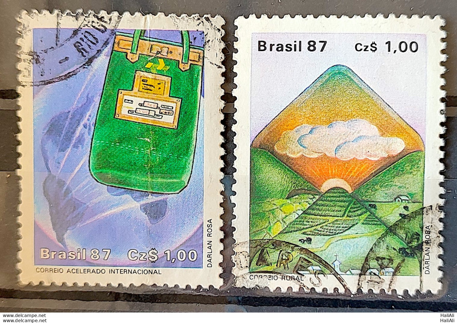 C 1545 Brazil Stamp Postal Service Malote Letter 1987 Complete Series Circulated 5 - Gebruikt