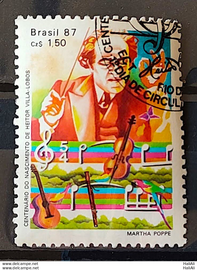 C 1543 Brazil Stamp 100 Years Heitor Villa Lobos Musical Instrument Violin 1987 Circulated 4 - Oblitérés