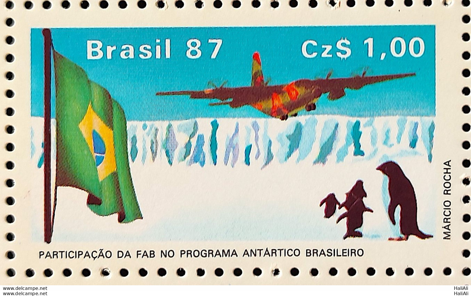 C 1544 Brazil Stamp Brazilian Air Force Antartida Airplane Bird Bird Penguin 1987 - Neufs