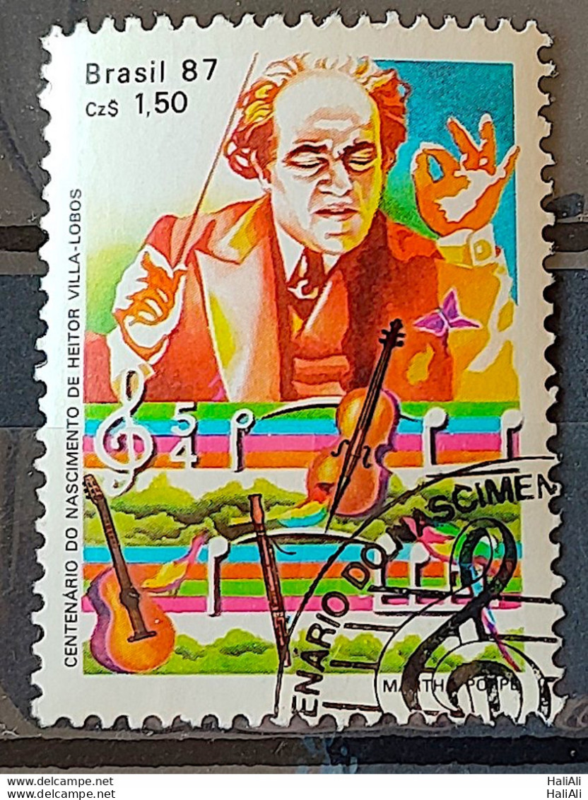 C 1543 Brazil Stamp 100 Years Heitor Villa Lobos Musical Instrument Violin 1987 Circulated 1 - Gebruikt