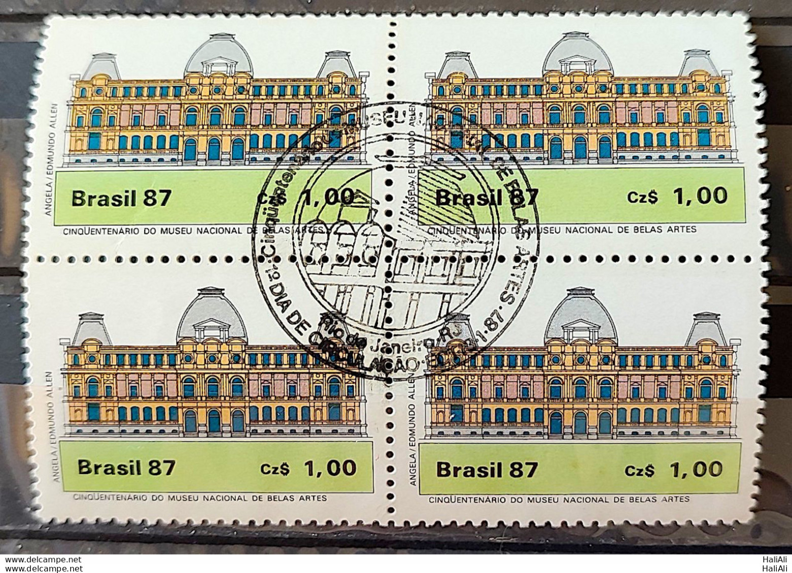 C 1542 Brazil Stamp 50 Year Museum Of Fine Arts Architecture 1987 Block Of 4 CBC RJ 1 - Neufs