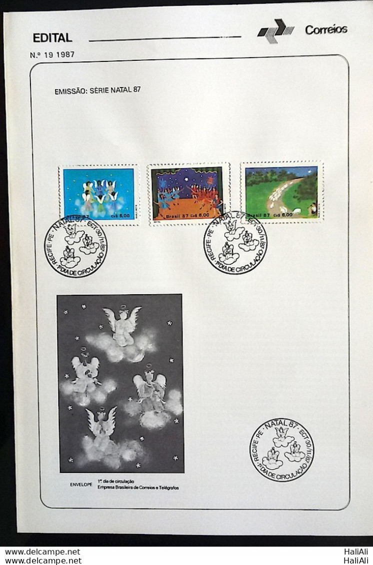 Brochure Brazil Edital 1987 19 Christmas Religion With Stamp CBC PE Recife - Brieven En Documenten