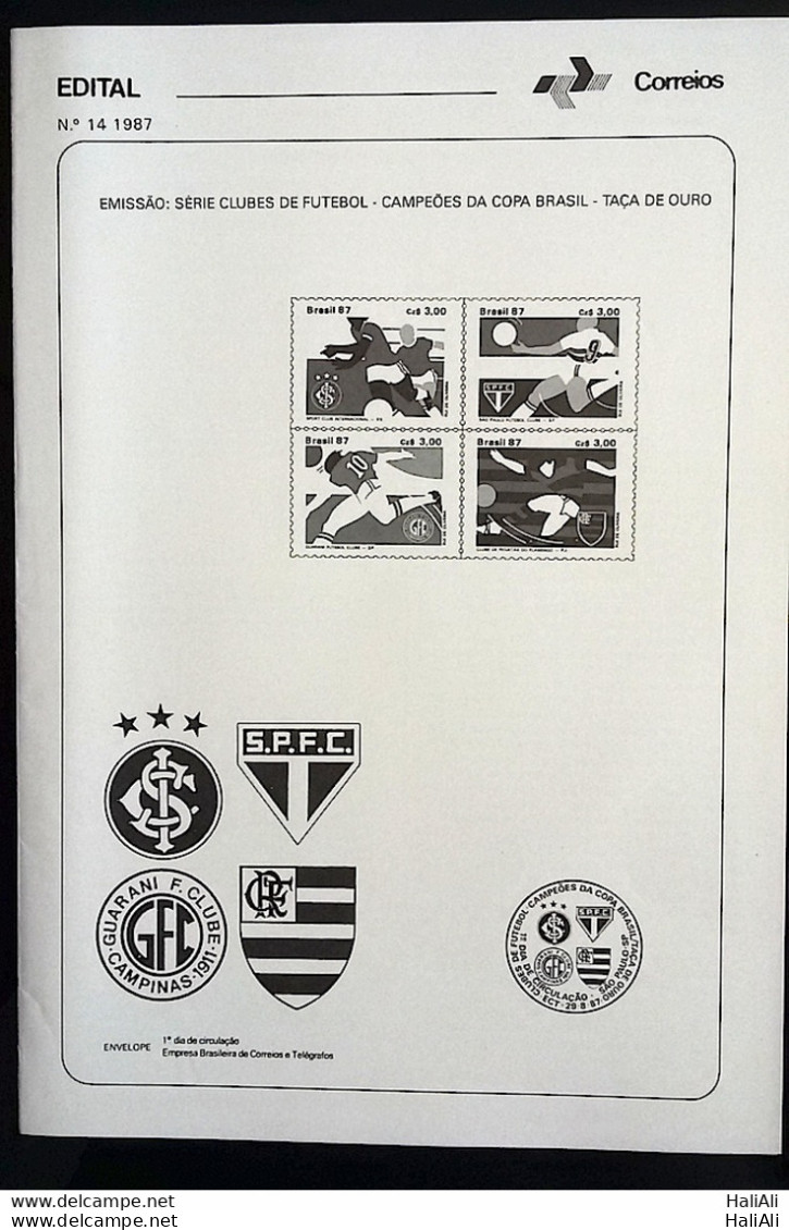 Brochure Brazil Edital 1987 14 Inter Sao Paulo Guarani Flamengo Without Stamp - Lettres & Documents