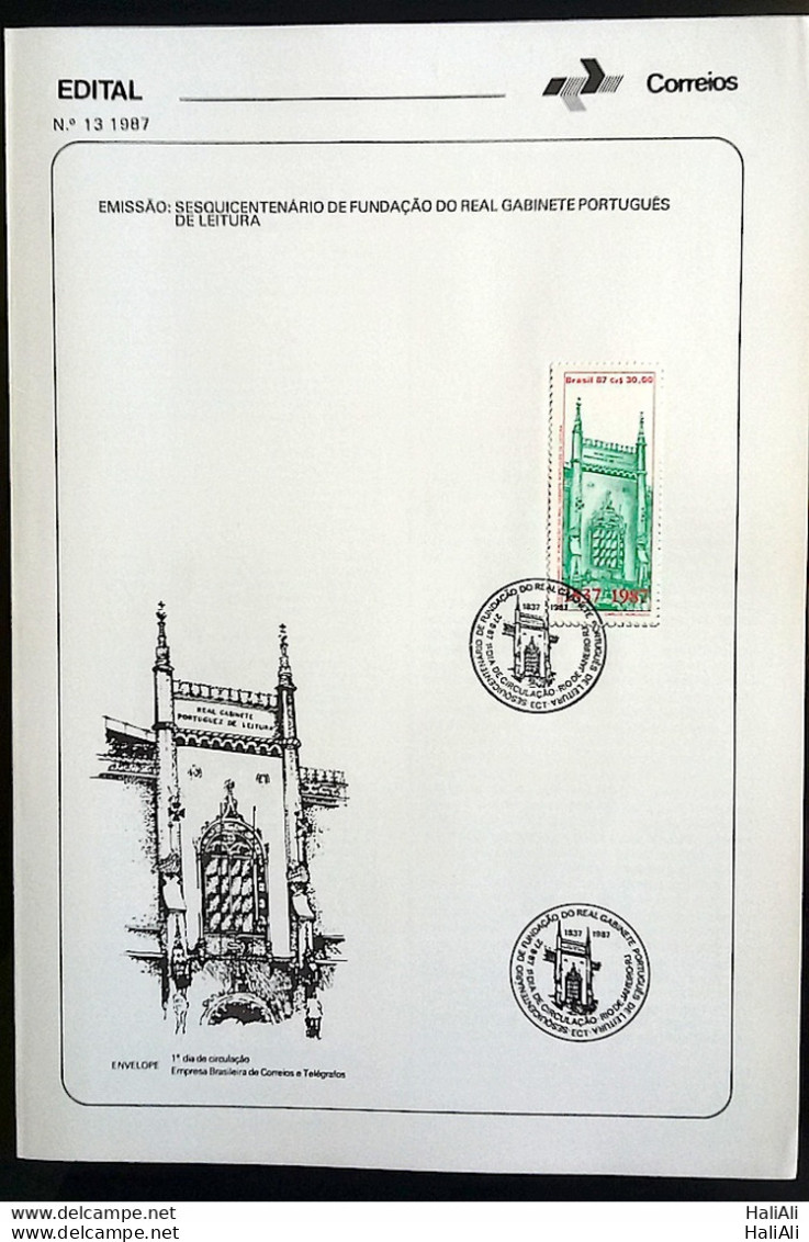 Brochure Brazil Edital 1987 13 Portuguese Cabinet Reading With Stamp Overlaid CBC RJ - Lettres & Documents