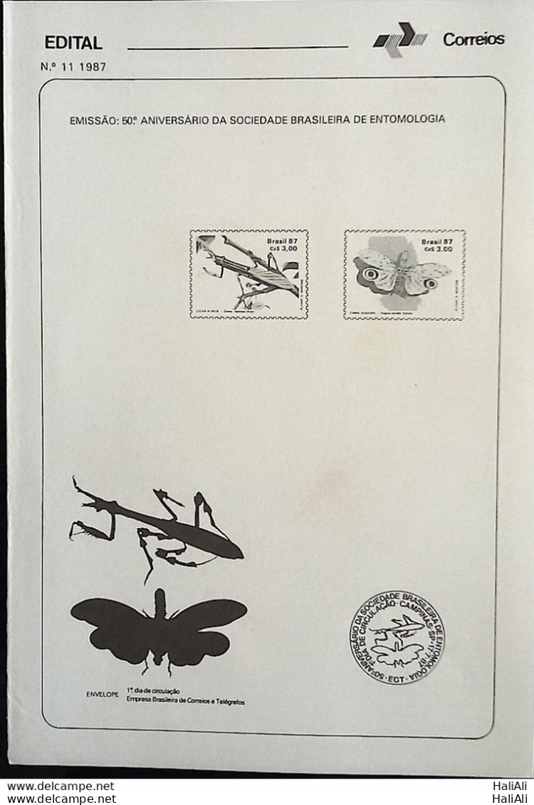 Brochure Brazil Edital 1987 11 Entomology Without Stamp - Cartas & Documentos