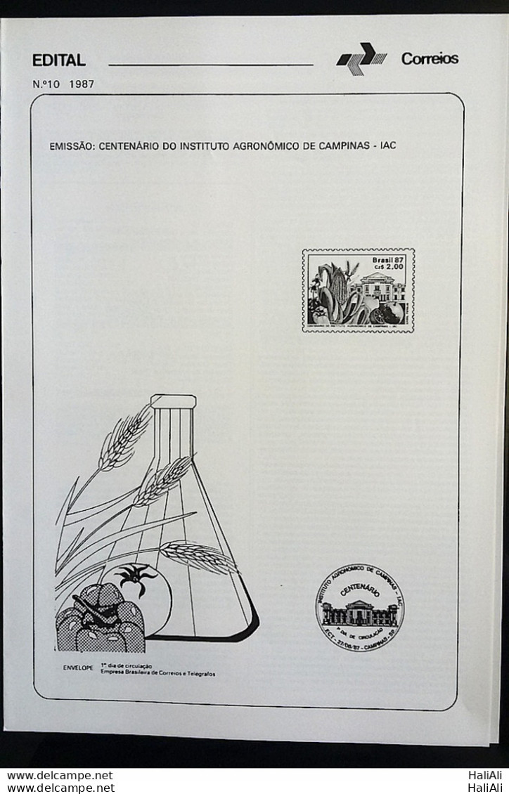 Brochure Brazil Edital 1987 10 Agronomo Institute Campinas Without Stamp - Brieven En Documenten