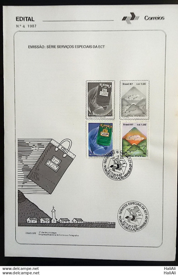 Brochure Brazil Edital 1987 04 Postal Services ECT Letters Sac Postal WITH STAMP CBC DF BSB - Briefe U. Dokumente