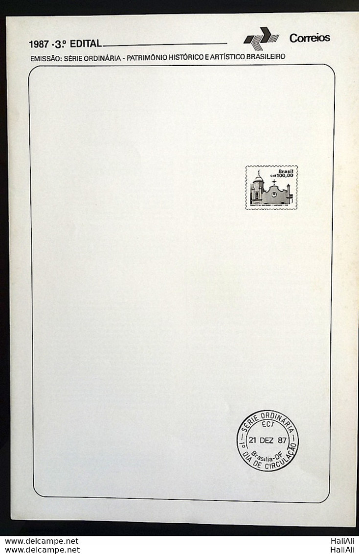 Brochure Brazil Edital 1987 03 Historical Heritage Without Stamp - Storia Postale