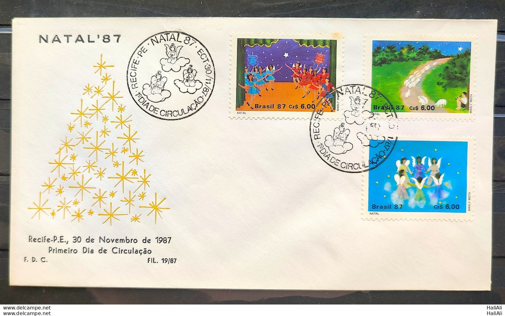 Brazil Envelope PVT FIL 019 1987 Christmas Religion CBC PE - FDC