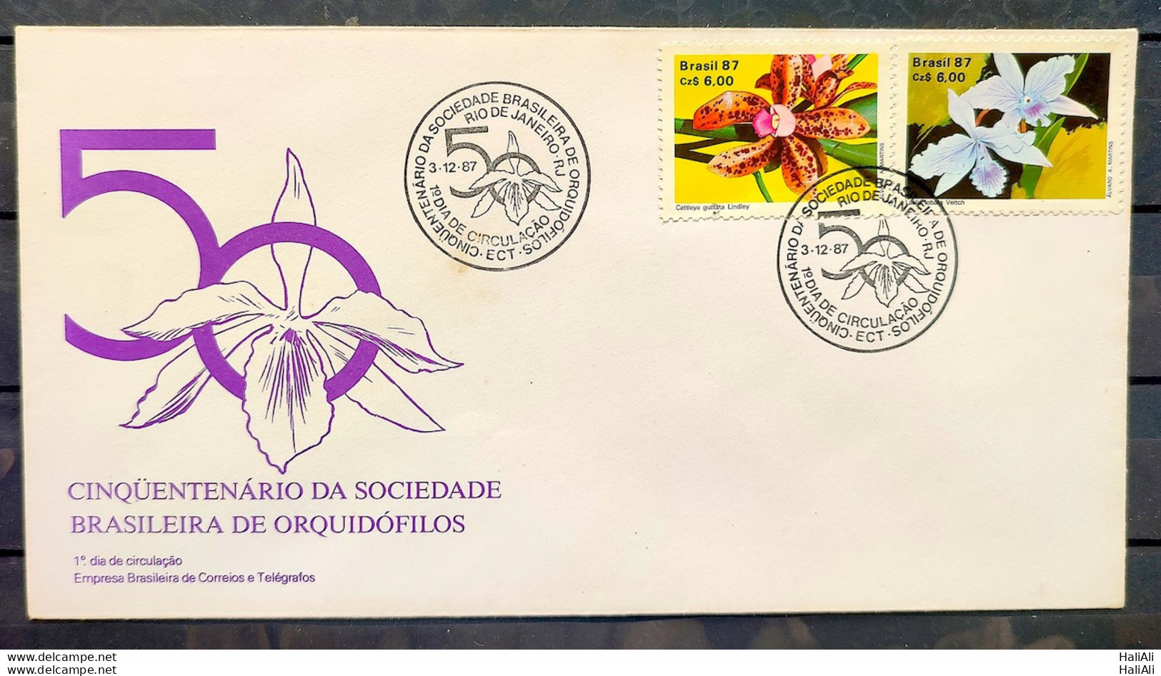 Brazil Envelope FDC 435 1987 Flora Orquidea CBC RJ 04 - FDC