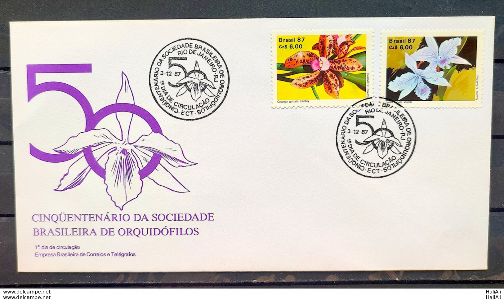 Brazil Envelope FDC 435 1987 Flora Orquidea CBC RJ 03 - FDC