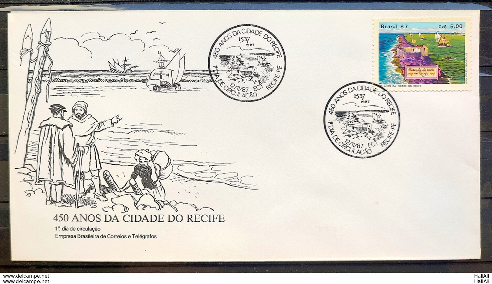 Brazil Envelope FDC 431 1987 Recife Pernambuco Ship CBC PE 02 - FDC