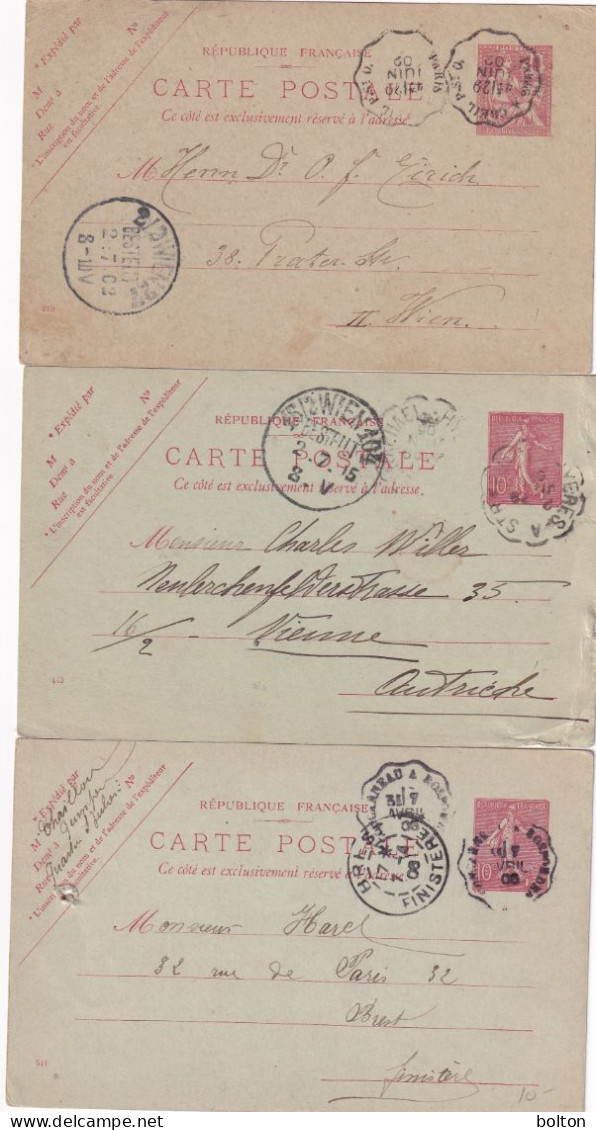 Francia N. 3 Interessanti Interi Postali - Cartas & Documentos