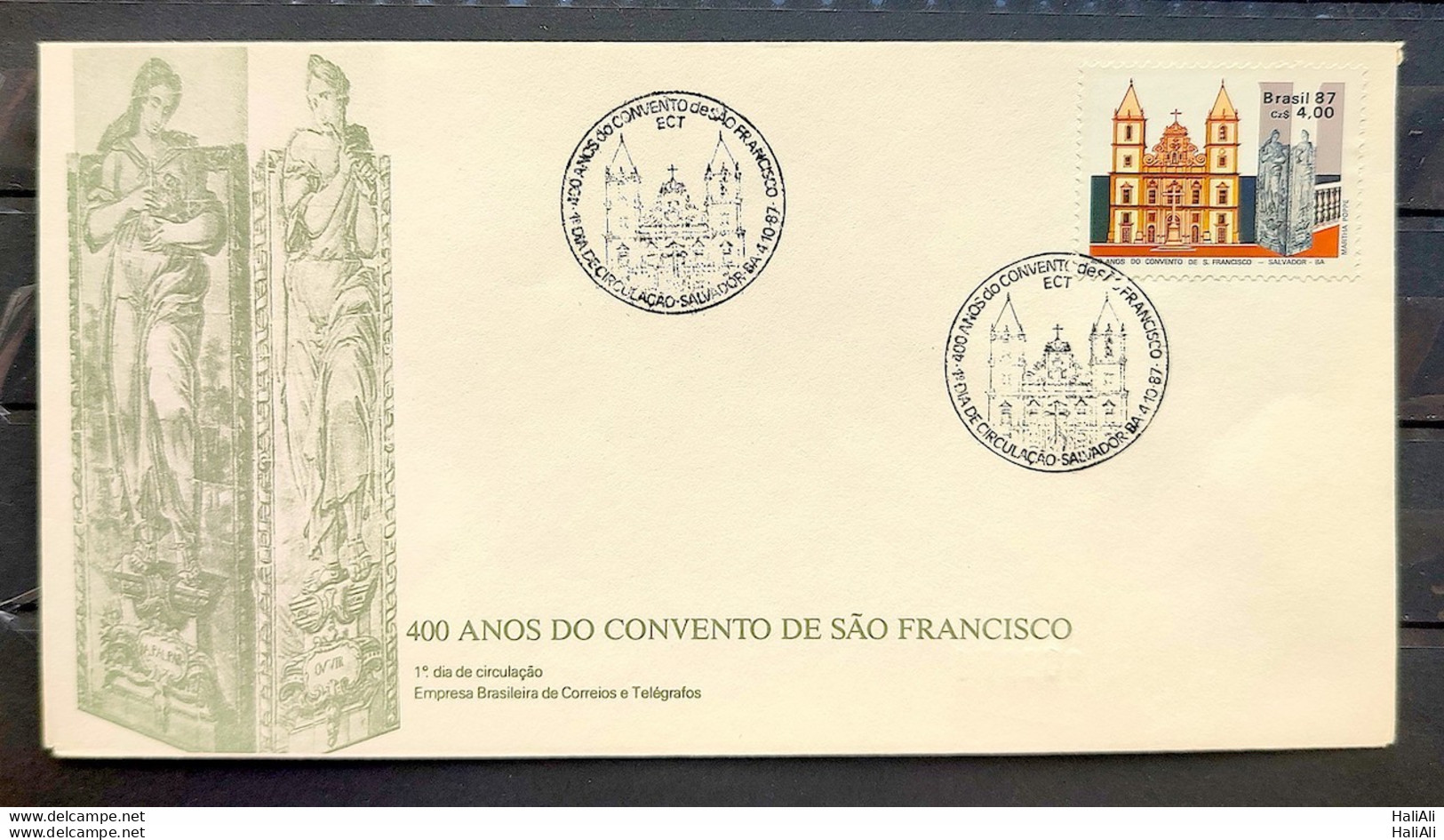 Brazil Envelope FDC 429 1987 Convent Sao Francisco Church Religion CBC BA 01 - FDC