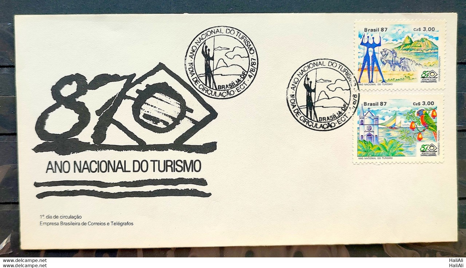 Brazil Envelope FDC 426 1987 Tourism Sao Paulo Salvador Curitiba CBC BSB 1 - FDC