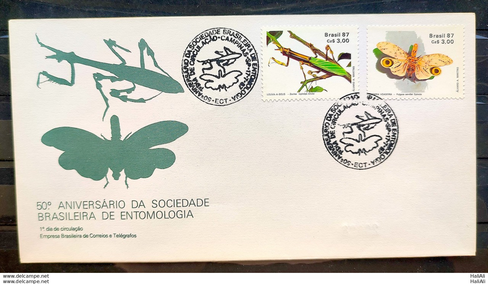 Brazil Envelope FDC 425 1987 Praise God Butterfly Insect CBC SP 2 - FDC