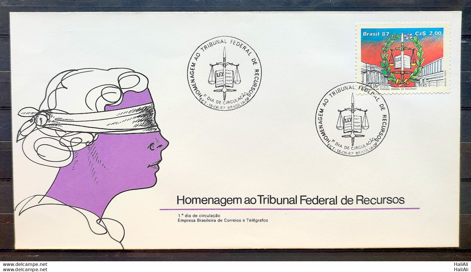 Brazil Envelope FDC 422 1987 Federal Court Of Appeals JUSTICA CBC BSB 2 - FDC