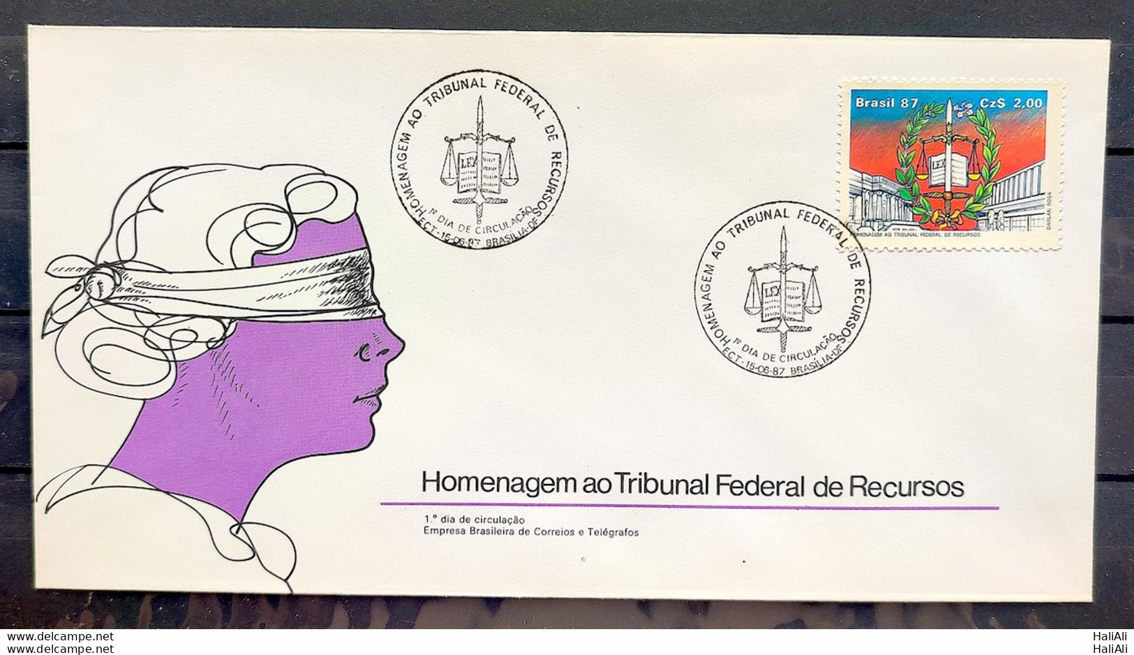 Brazil Envelope FDC 422 1987 Federal Court Of Appeals JUSTICA CBC BSB 1 - FDC