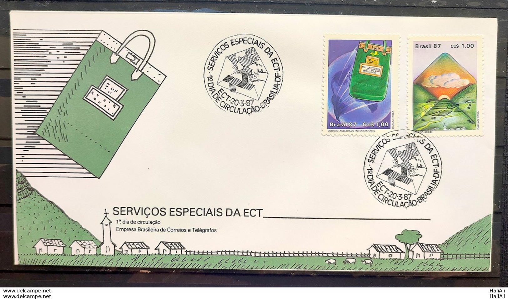 Brazil Envelope FDC 418 1987 FAB SERVICE POSTAL PASTAL CADE COMMUNICATION CBC BSB 1 - FDC