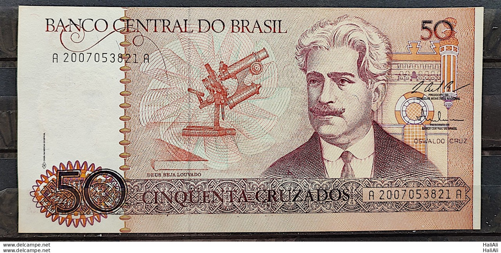 Banknote C 183 50 Cruzados Oswaldo Cruz Institute Science 1987 Fe 3821 - Brésil