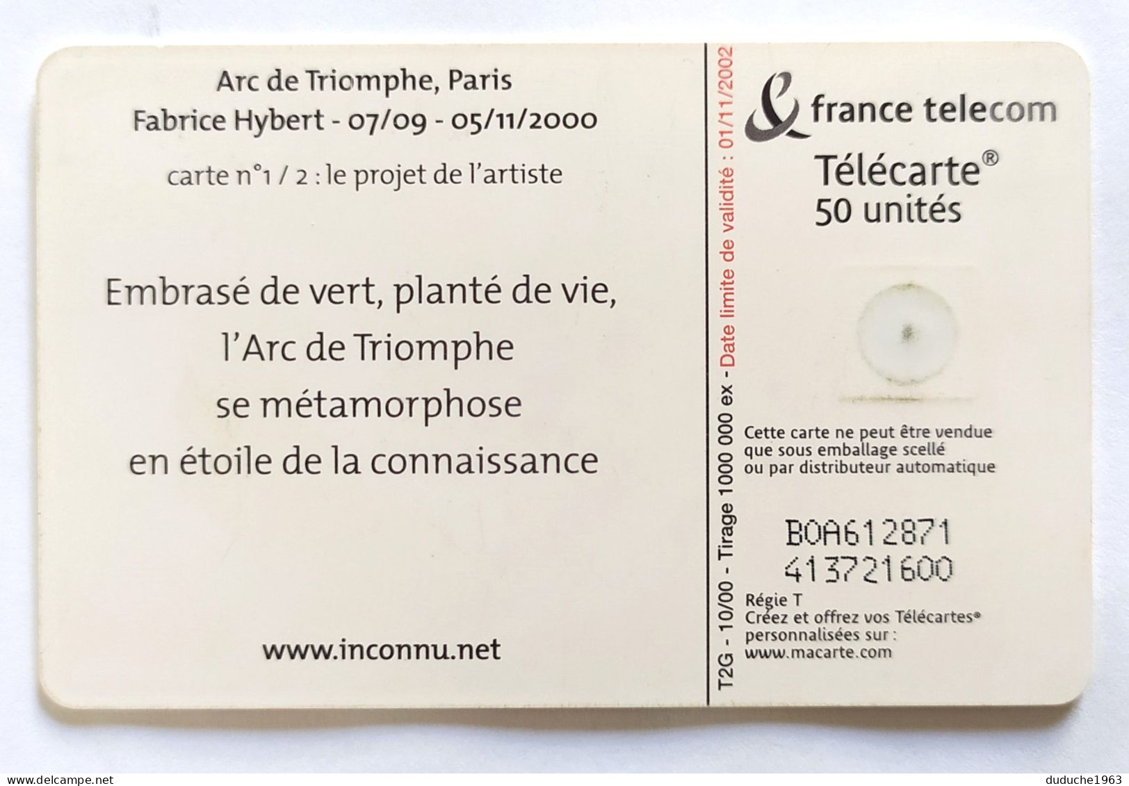 Télécarte France - Arc De Triomphe - Non Classificati